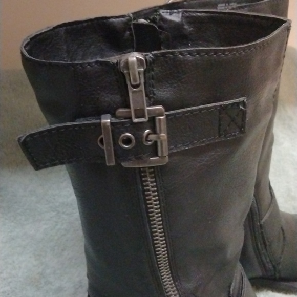 Women's tall black Biker boots size 8 - Picture 3 of 12